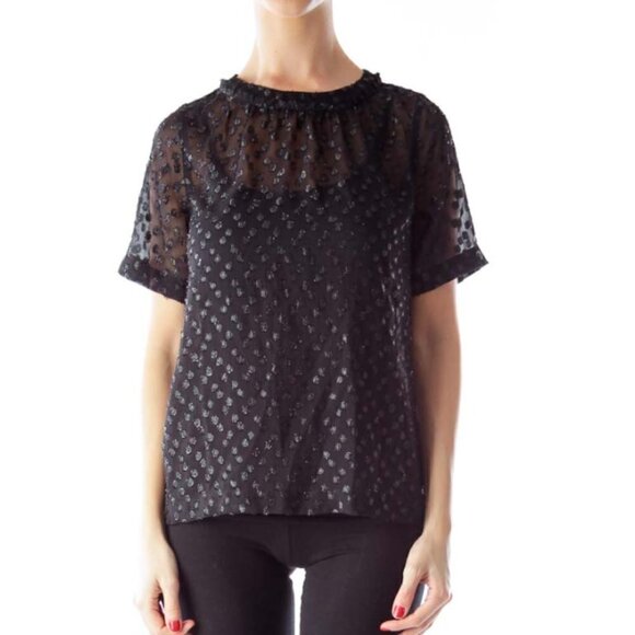 Madewell Tops - Madewell Black Metallic Polka Dot Blouse